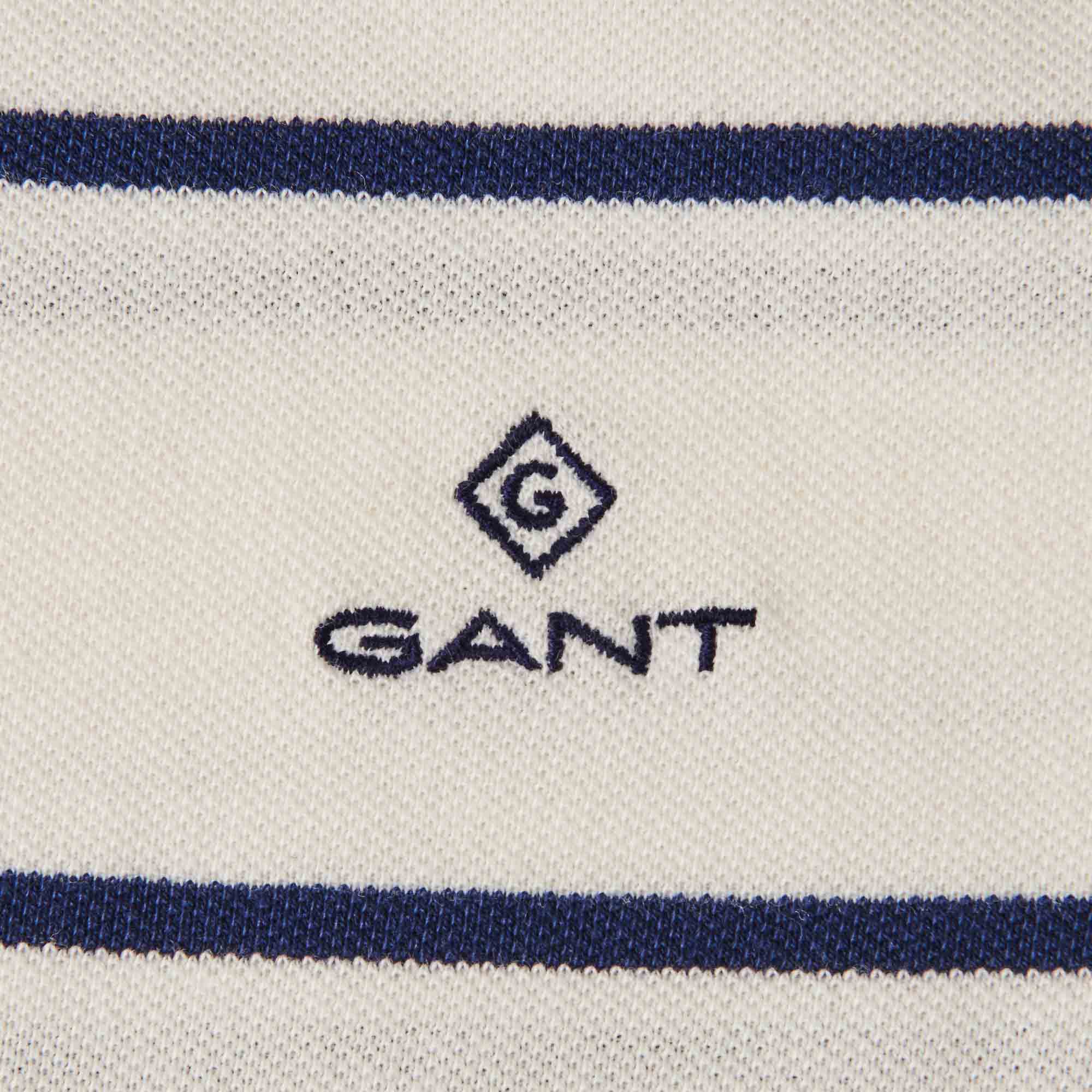GANT Breton Stripe Polo Shirt - Eggshell - Image 3