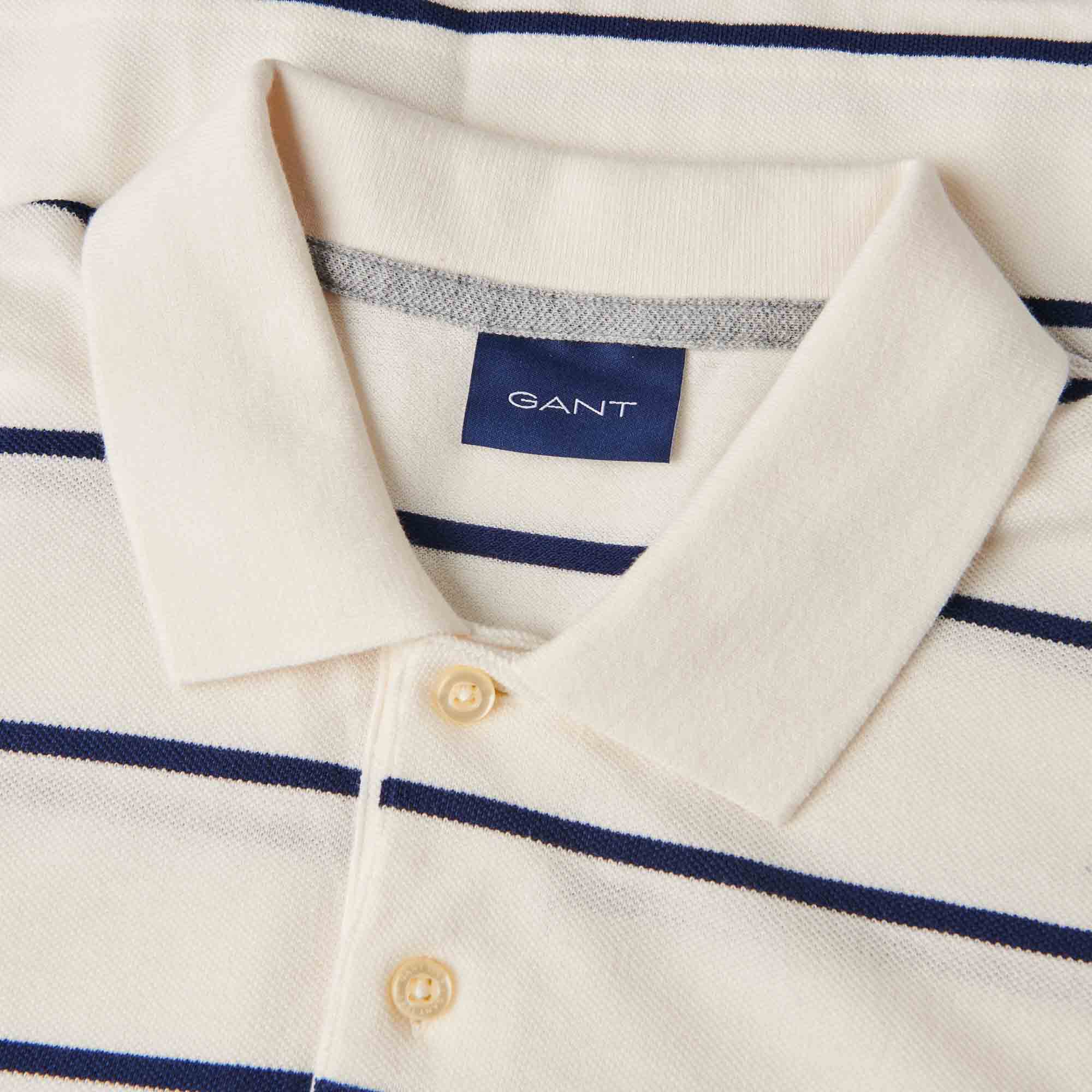 GANT Breton Stripe Polo Shirt - Eggshell - Image 6