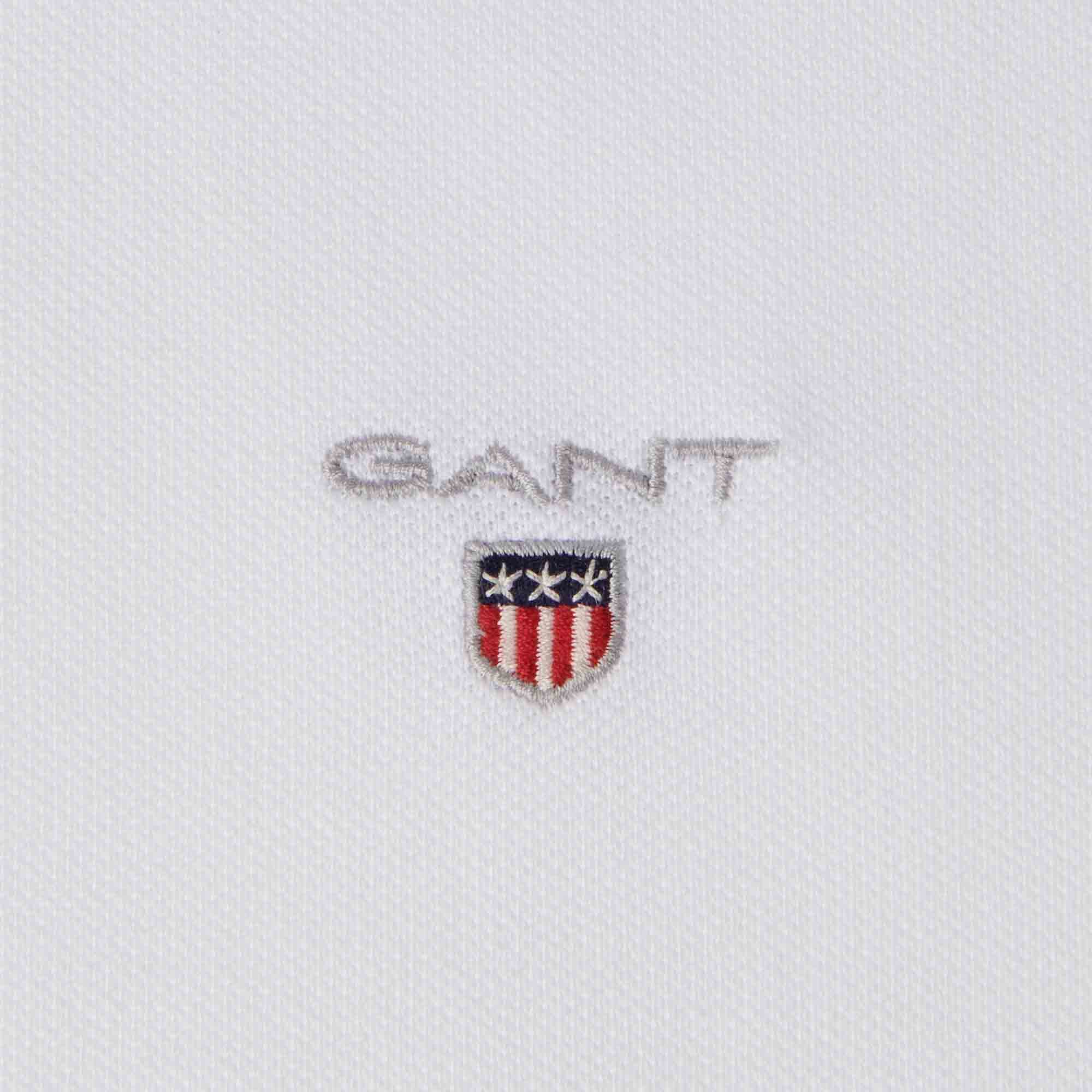GANT Slim Fit Pique T-Shirt - White - Image 3