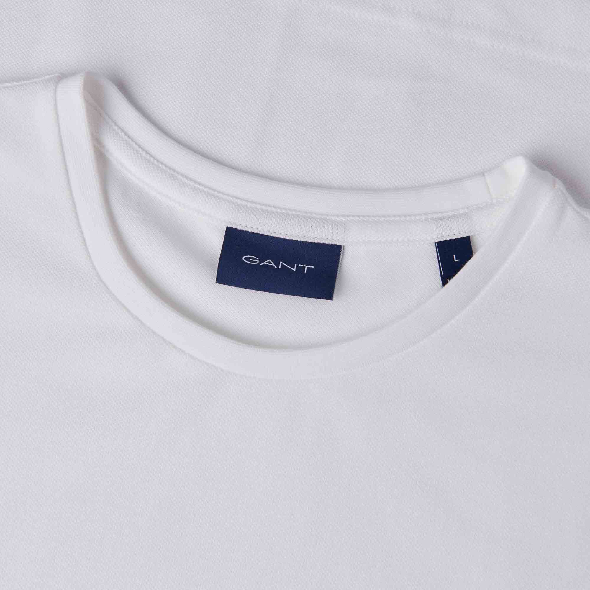 GANT Slim Fit Pique T-Shirt - White - Image 4