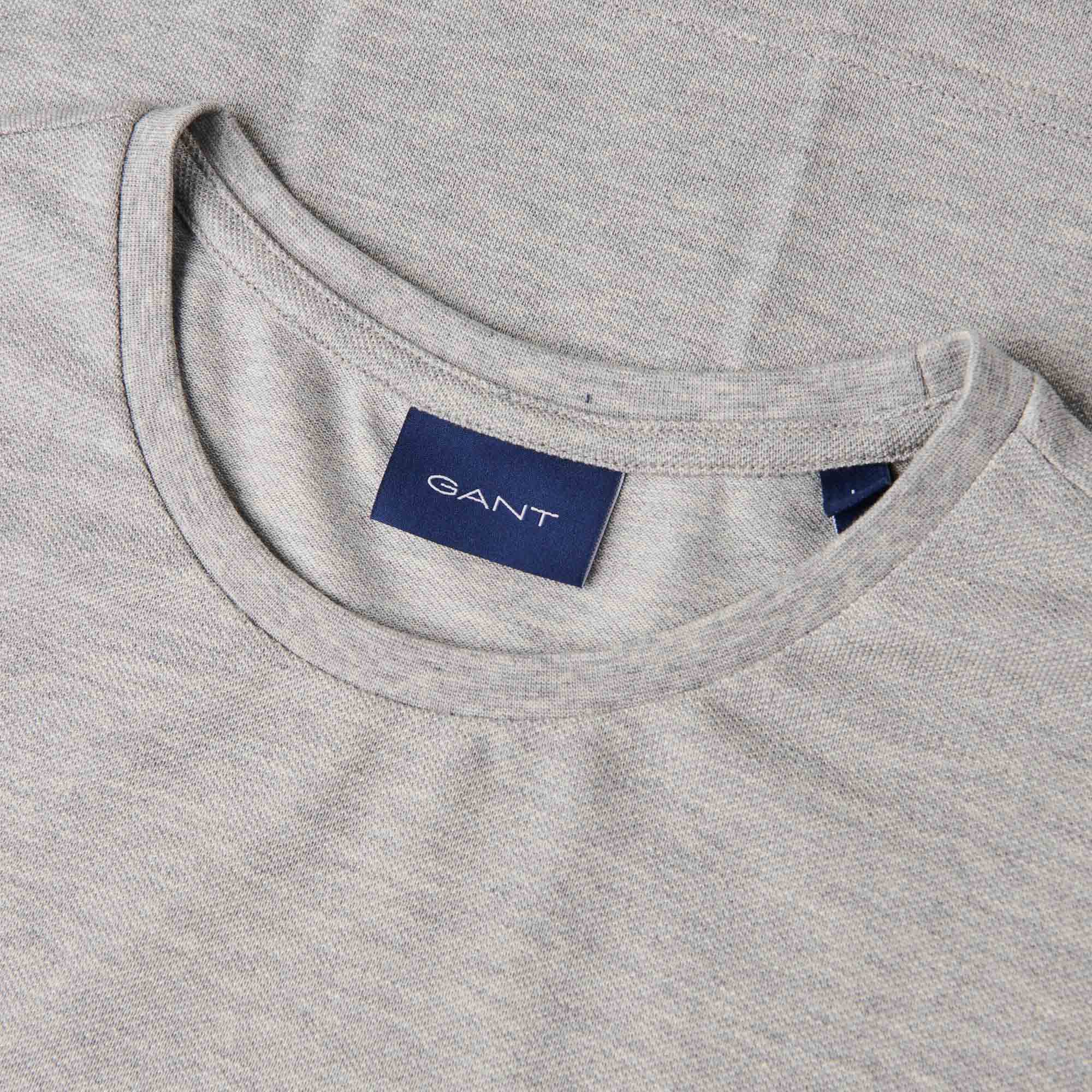 GANT Slim Fit Pique T-Shirt - Grey Melange - Image 4