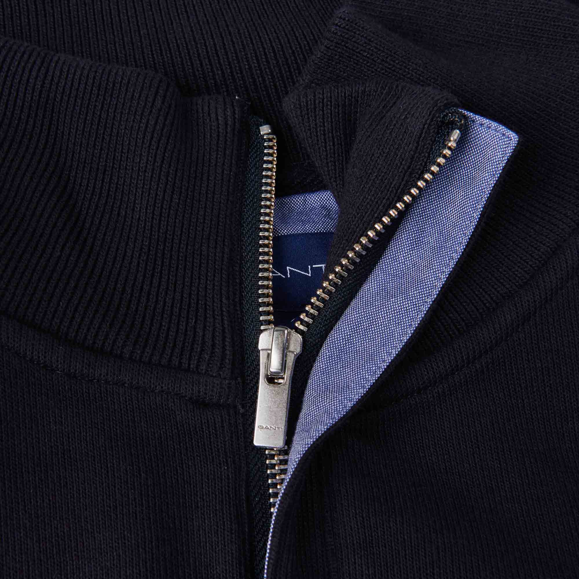 GANT Sacker Rib Half-Zip Sweater - Navy - Image 4
