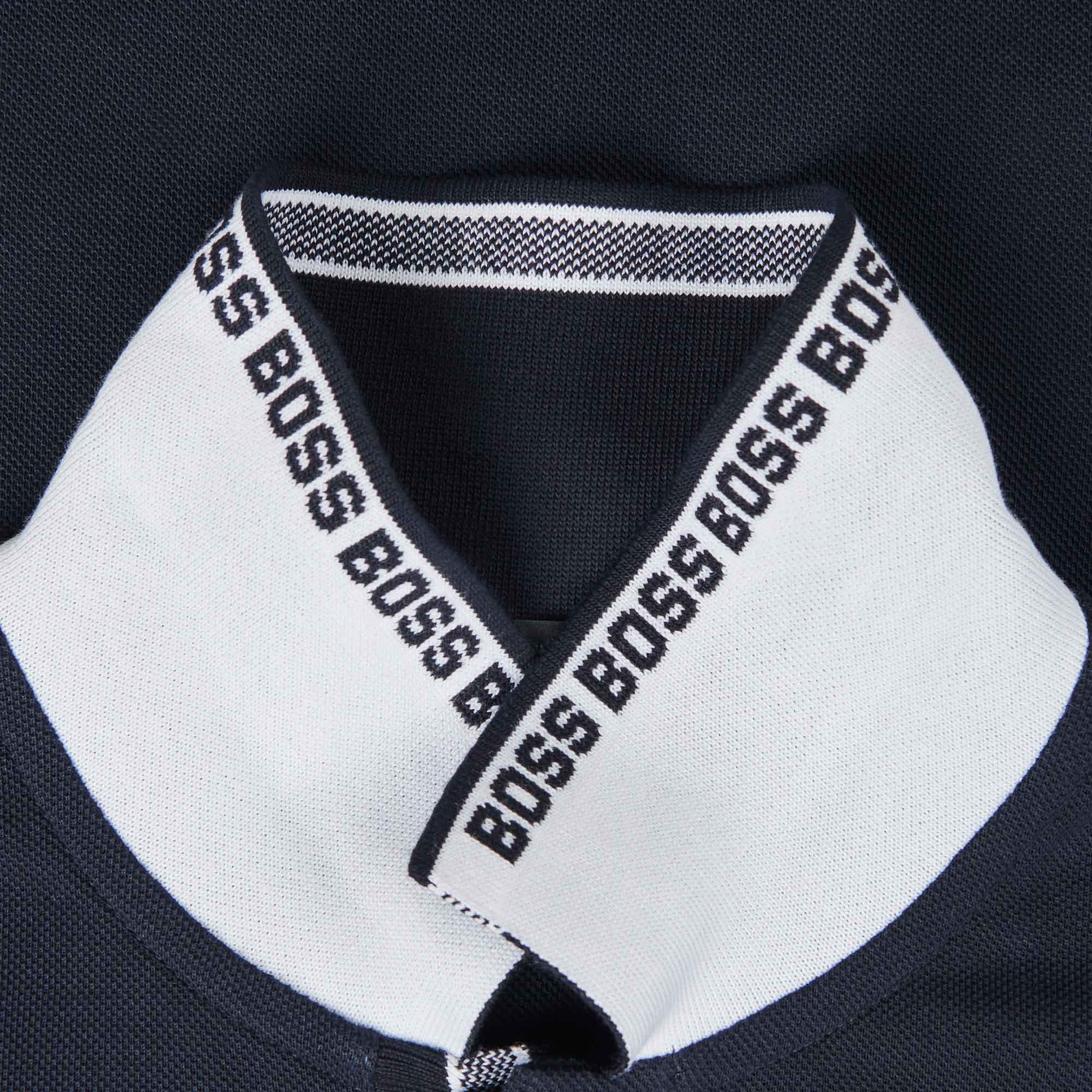 HUGO BOSS Polo Shirt with Contrast Logo Details - Dark Blue - Image 5