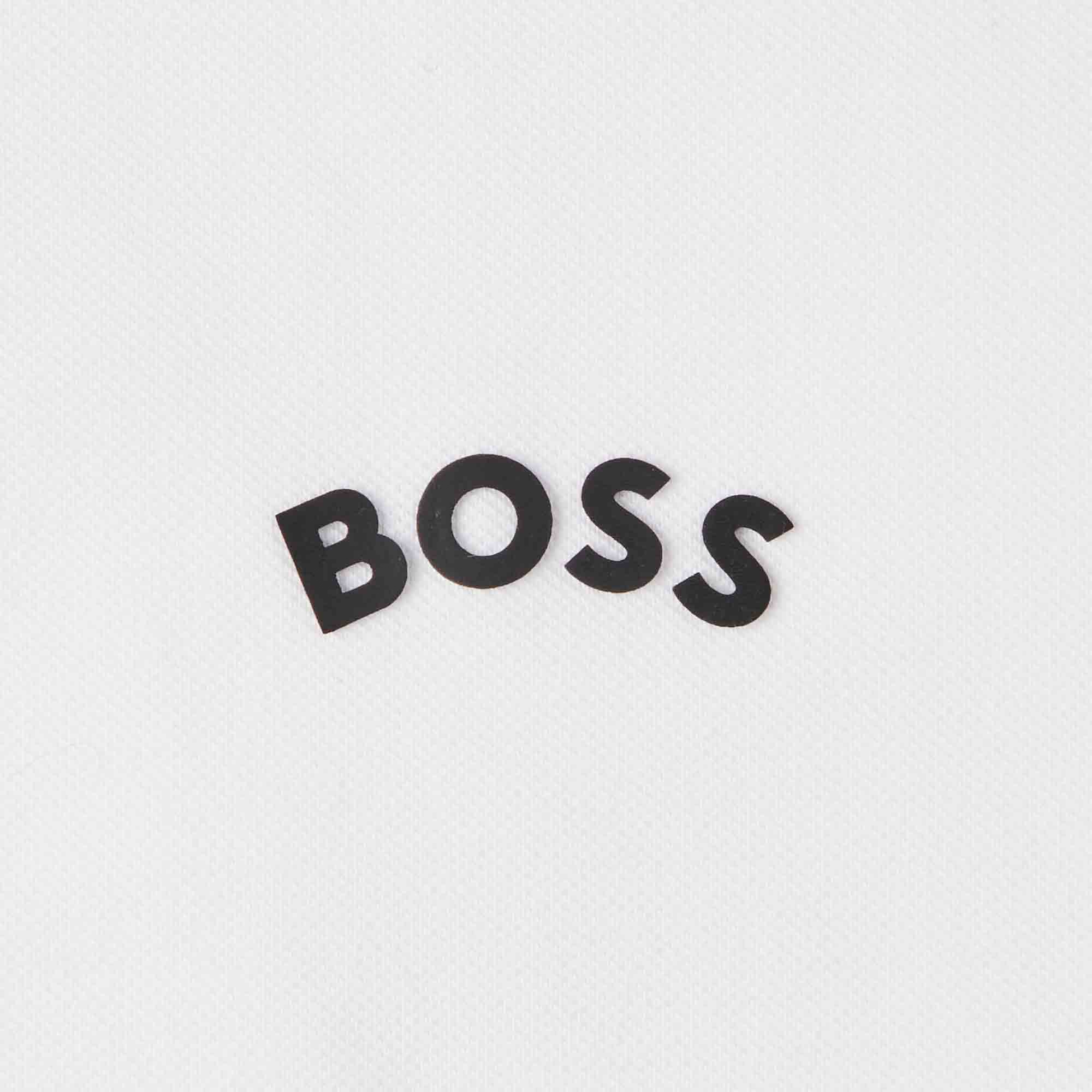 HUGO BOSS Slim Fit Polo Shirt with Curved Logo - White - Image 3