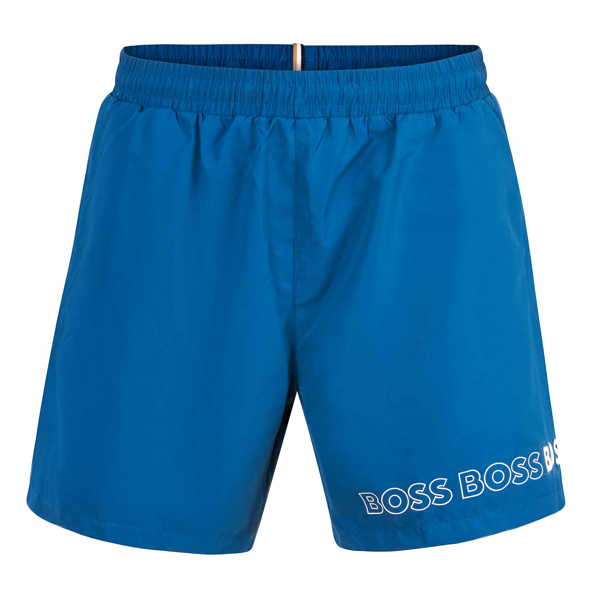 HUGO BOSS Swim Shorts with Repeat Logo - Medium Blue - Pennyroyal Sports | Shorts