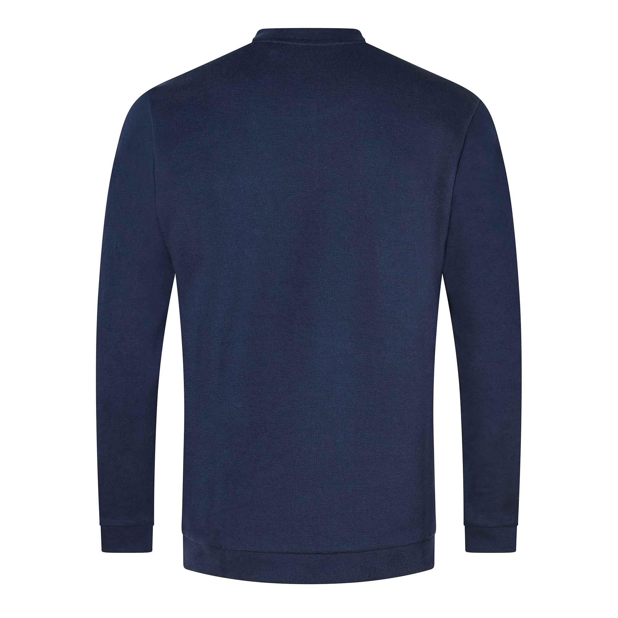 HUGO BOSS Crew Neck Sweatshirt with Curved Logo - Dark Blue - Image 2