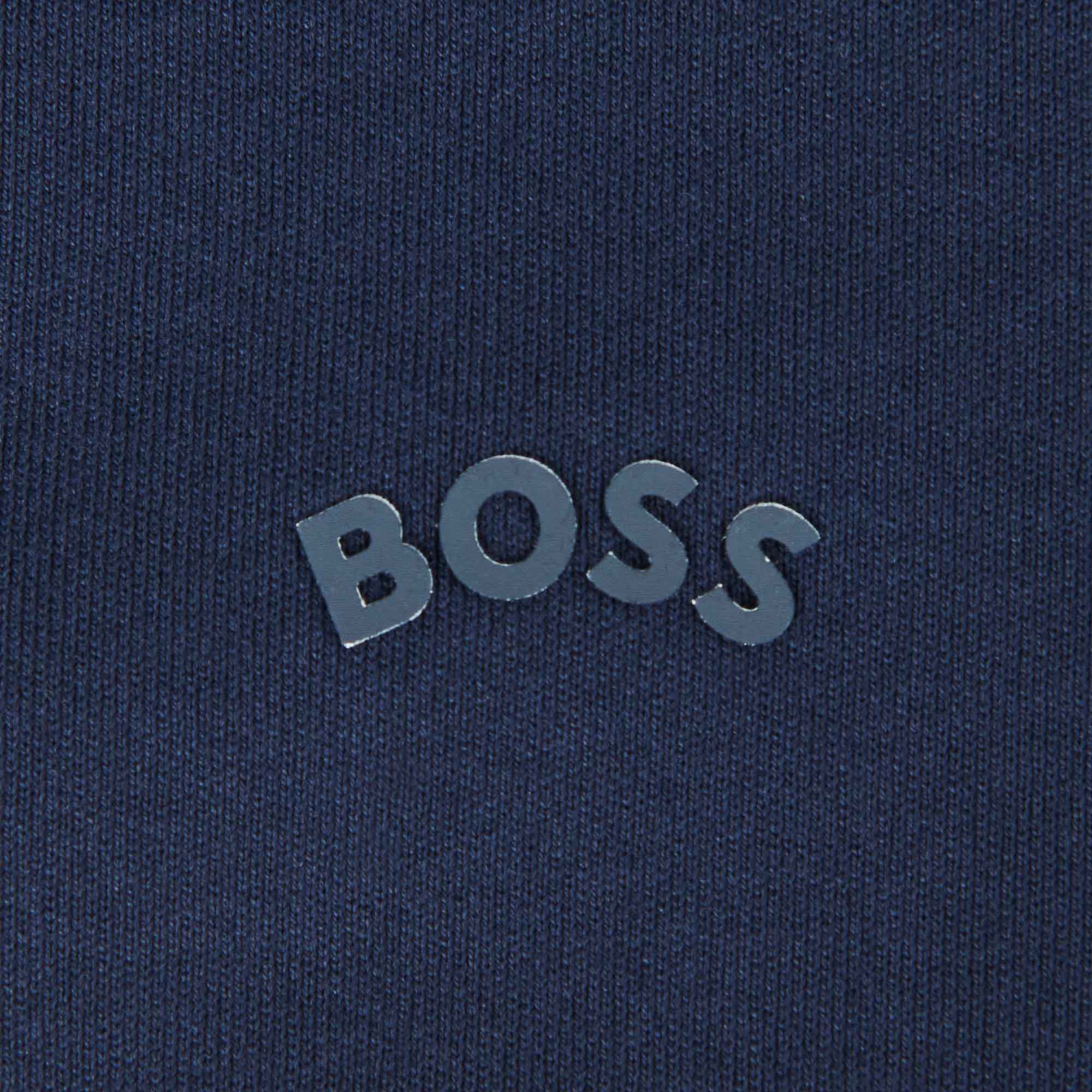 HUGO BOSS Crew Neck Sweatshirt with Curved Logo - Dark Blue - Image 3