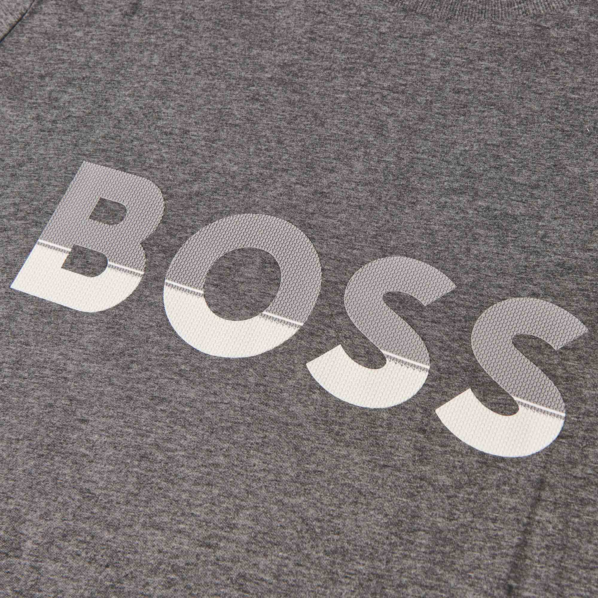 HUGO BOSS T-Shirt with Colour Blocked Logo - Medium Grey - Image 3
