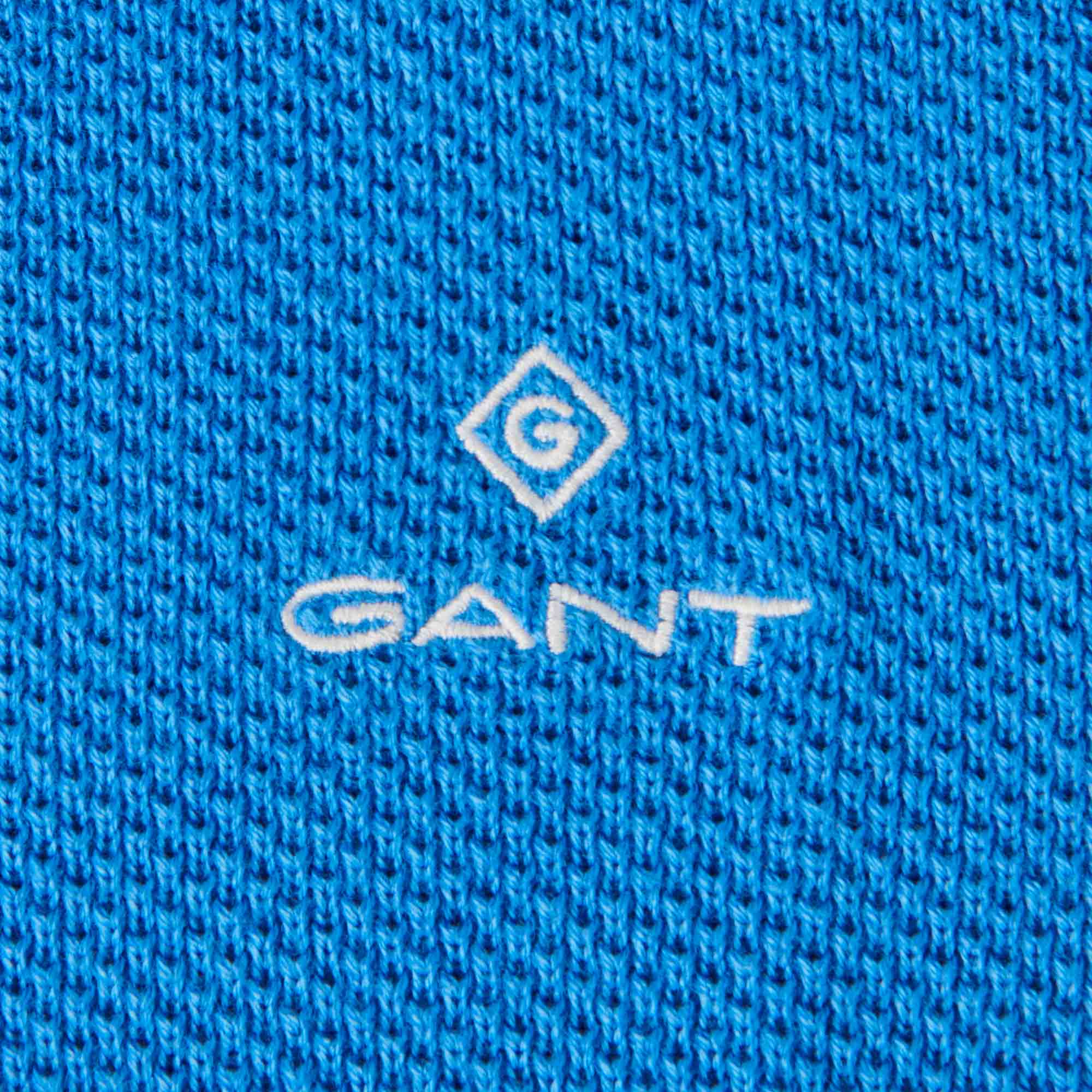 GANT Cotton Pique Crew Neck Sweater - Day Blue - Image 3